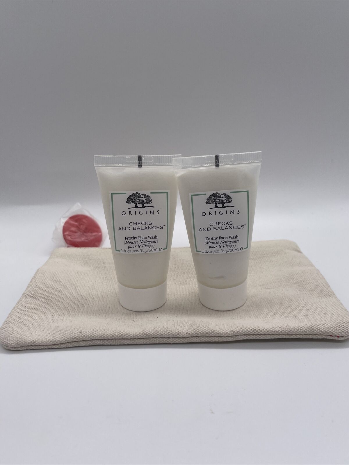 2 X Origins Checks And Balances Frothy Face Wash 1 oz/30 ml Each With Travel Bag