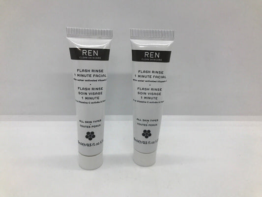 Lot/2 Ren Flash Rinse 1 Minute Facial .5oz/15ml X 2