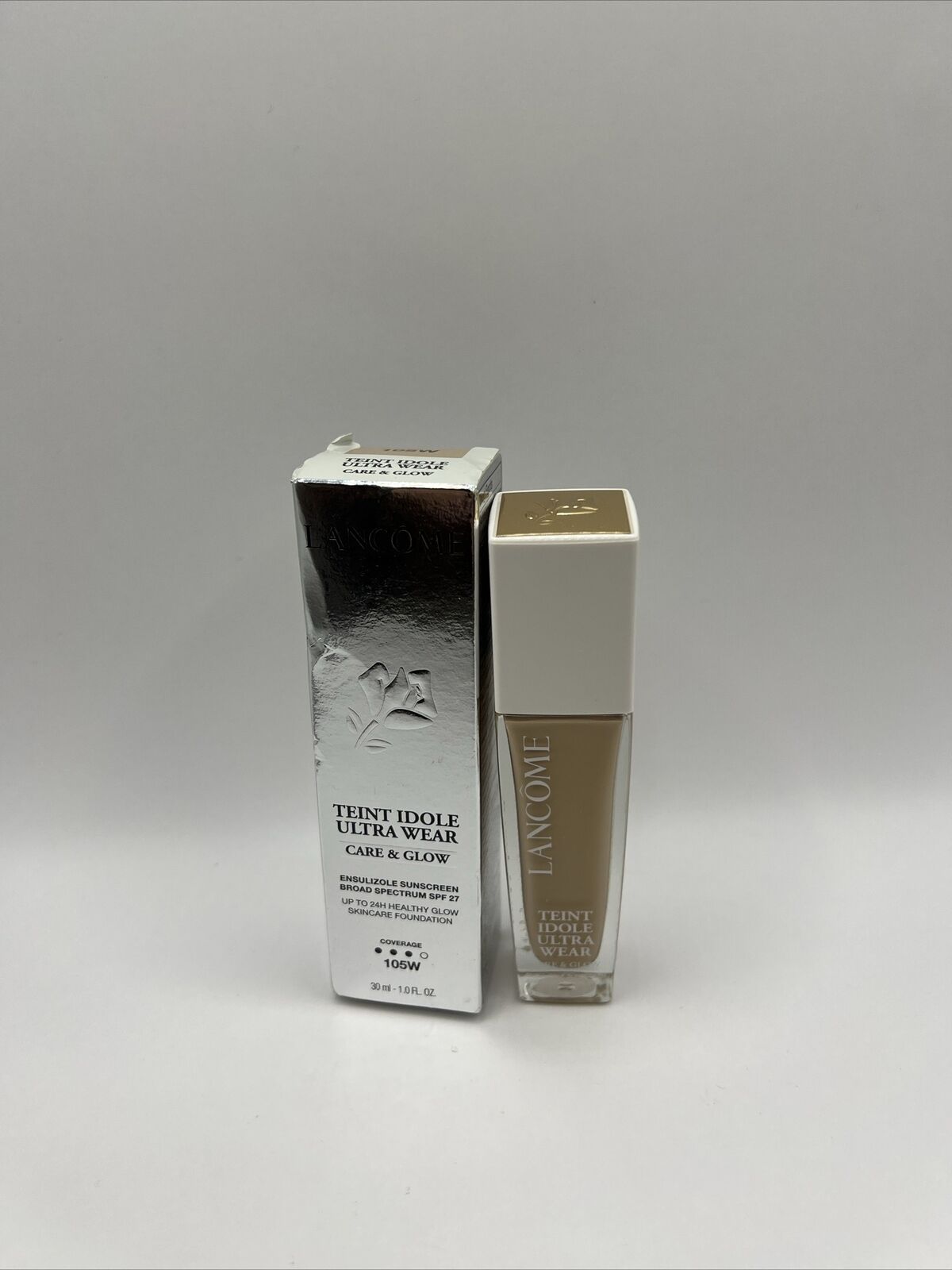 LANCOME ~ TEINT IDOLE ULTRA WEAR CARE & GLOW FOUNDATION ~ # 105 (W) ~ BOXED