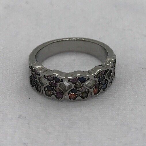 TOUS FANTASY Ring Sterling Silver With Multicolored Sapphires C313675580 Size 54