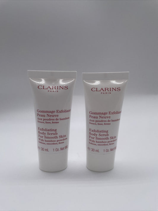 2 Clarins Exfoliating Body Scrub For Smooth Skin W Bamboo Powers 30ml 1oz =60ml