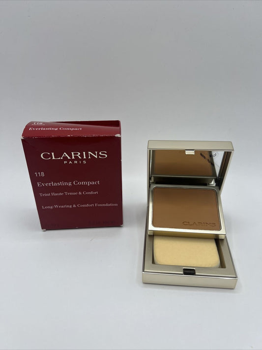 CLARINS EVERLASTING COMPACT LONG WEARING & COMFORT FOUNDATION 118 SIENNA