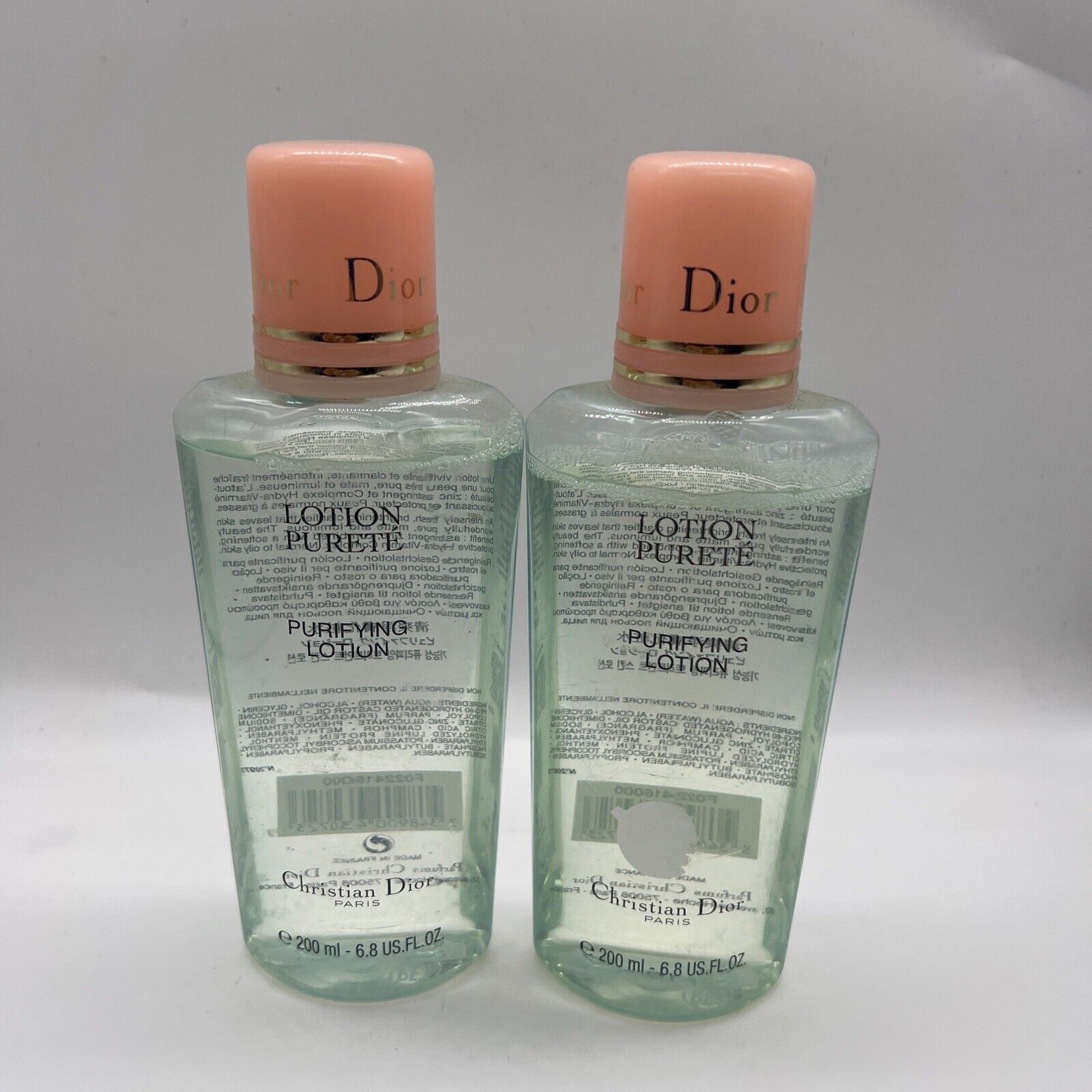 Lot/2 CHRISTIAN DIOR ~ PURIFYING LOTION ~ 6.8 OZ  ~ Scratches Sealed