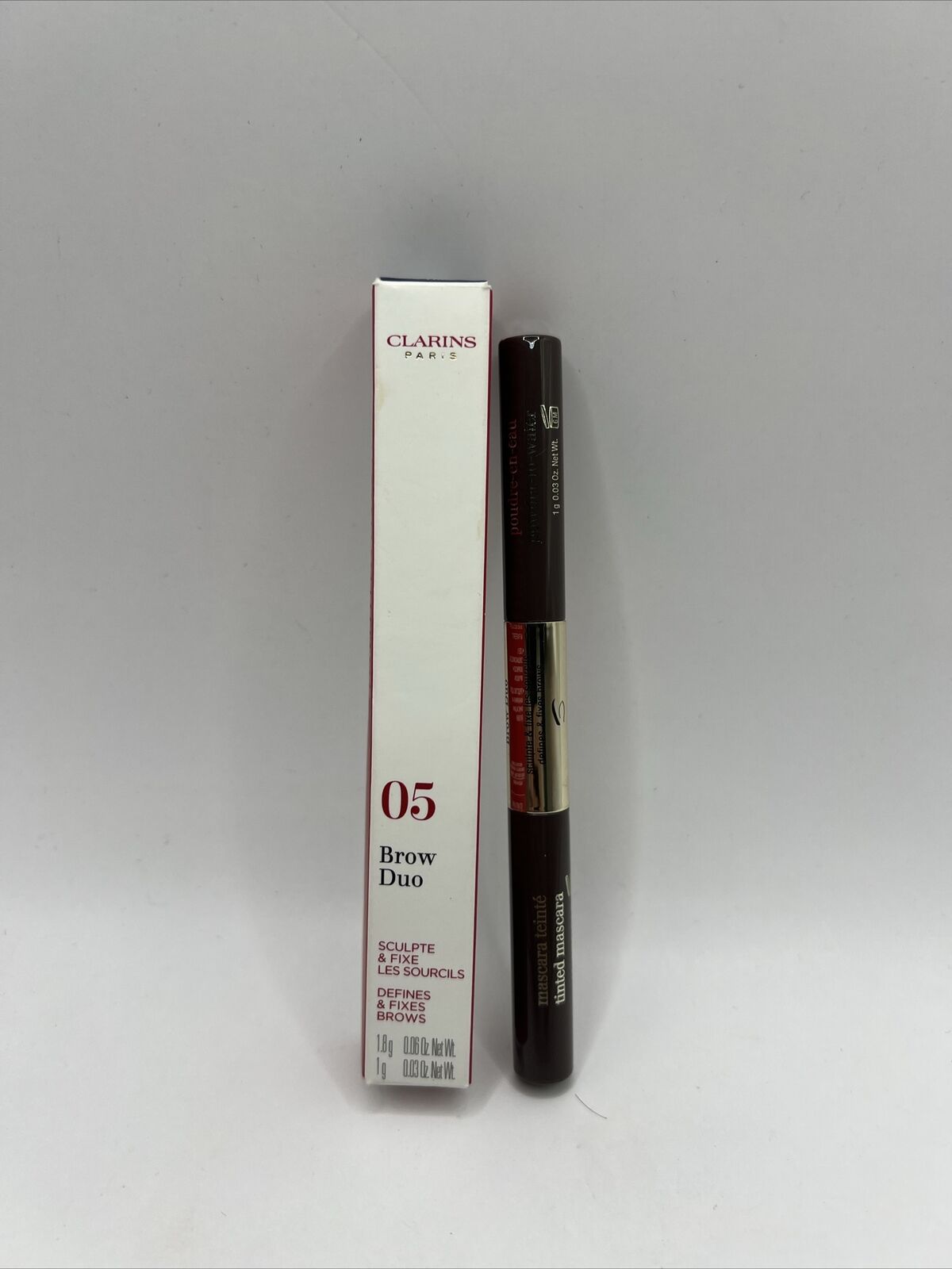 Clarins Brow Duo Defines & Fixes Brows 05 Dark Brown (1.8g/0.06oz&1g/0.03oz)NWB