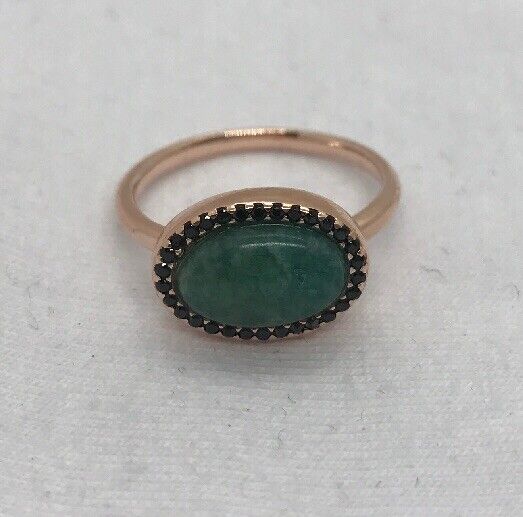 TOUS Rose Vermeil Silver Motif Ring Amazonite and Spinels Stones ROSE Size 50