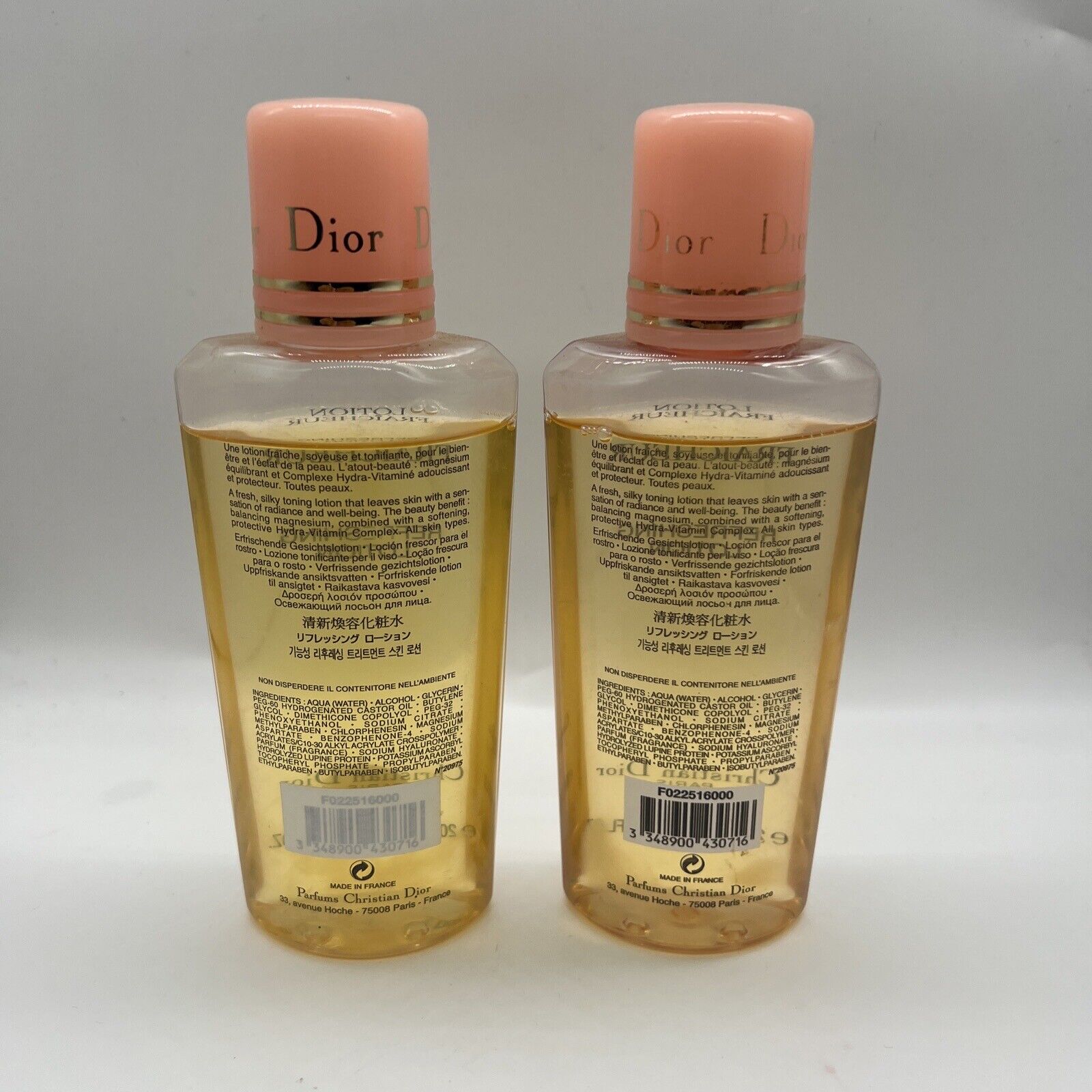 Lot/2 CHRISTIAN DIOR REFRESHING LOTION 6.8 OZ