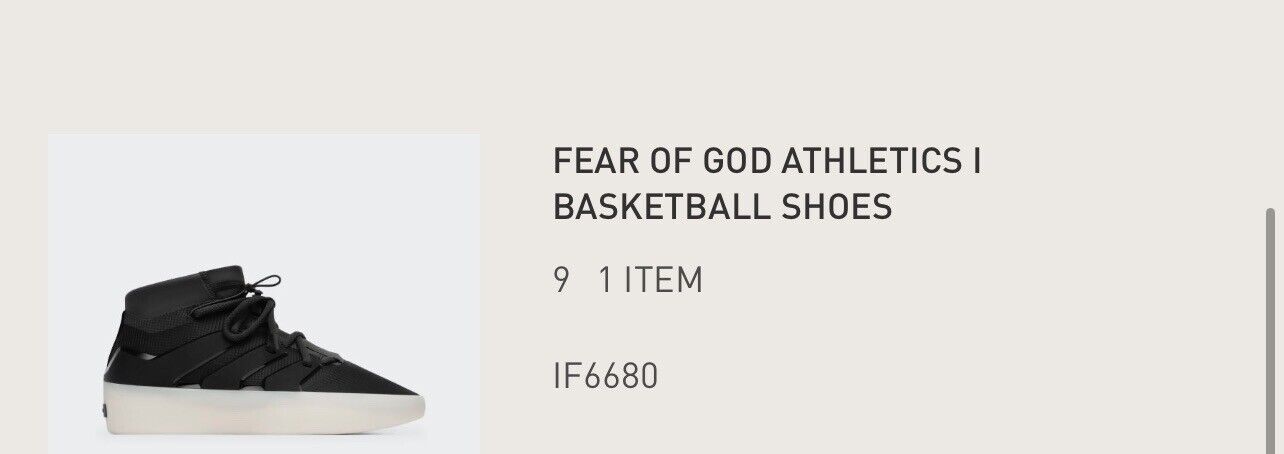 Adidas FEAR OF GOD ATHLETICS 1 BASKETBALL SHOES, Size 9 Black New In Box