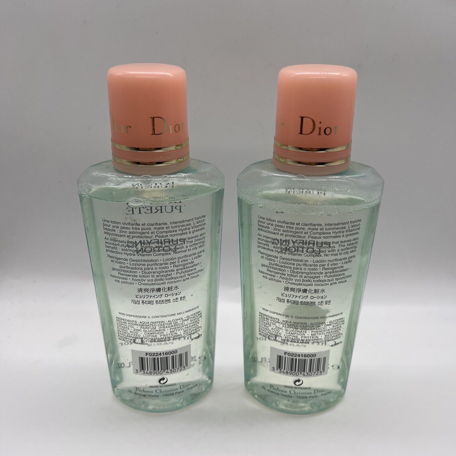 Lot/2 CHRISTIAN DIOR ~ PURIFYING LOTION ~ 6.8 OZ  ~ Scratches Sealed