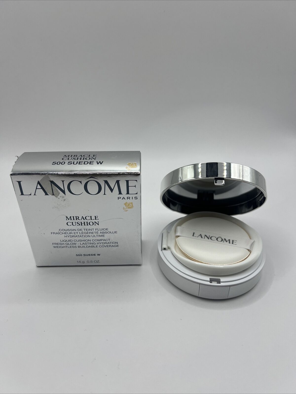 LANCOME ~ MIRACLE CUSHION LIQUID CUSHION COMPACT ~ # 500 SUEDE W