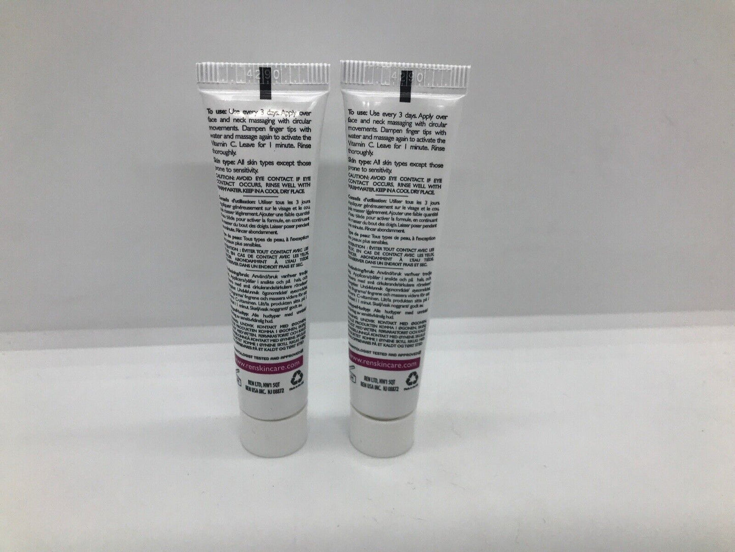 Lot/2 Ren Flash Rinse 1 Minute Facial .5oz/15ml X 2