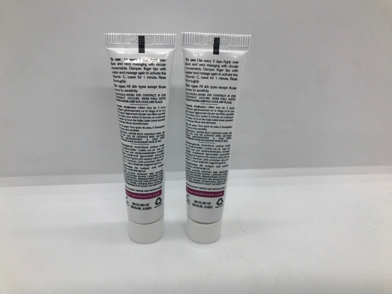 Lot/2 Ren Flash Rinse 1 Minute Facial .5oz/15ml X 2